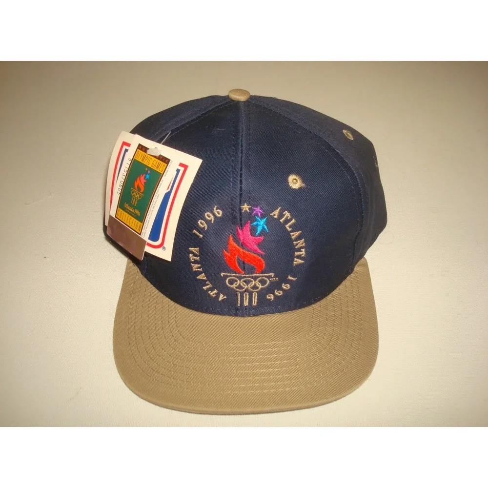 2PC LOT  ATLANTA OLYMPIC  OLYMPICS 1996 SNAPBACK HAT CAP DEADSTOCK  VINTAGE bx1‎